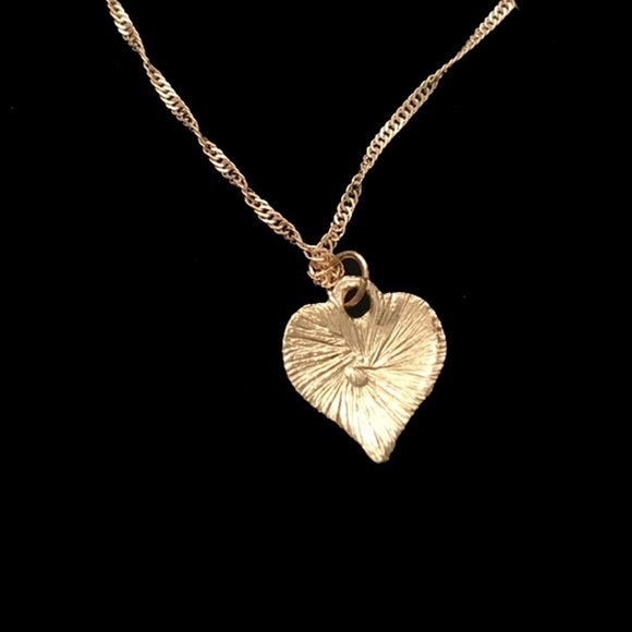 HAND Crafted Necklace Gold Plate Chain Deep Rose Ruby Sparkle Heart - Picture 4 of 8